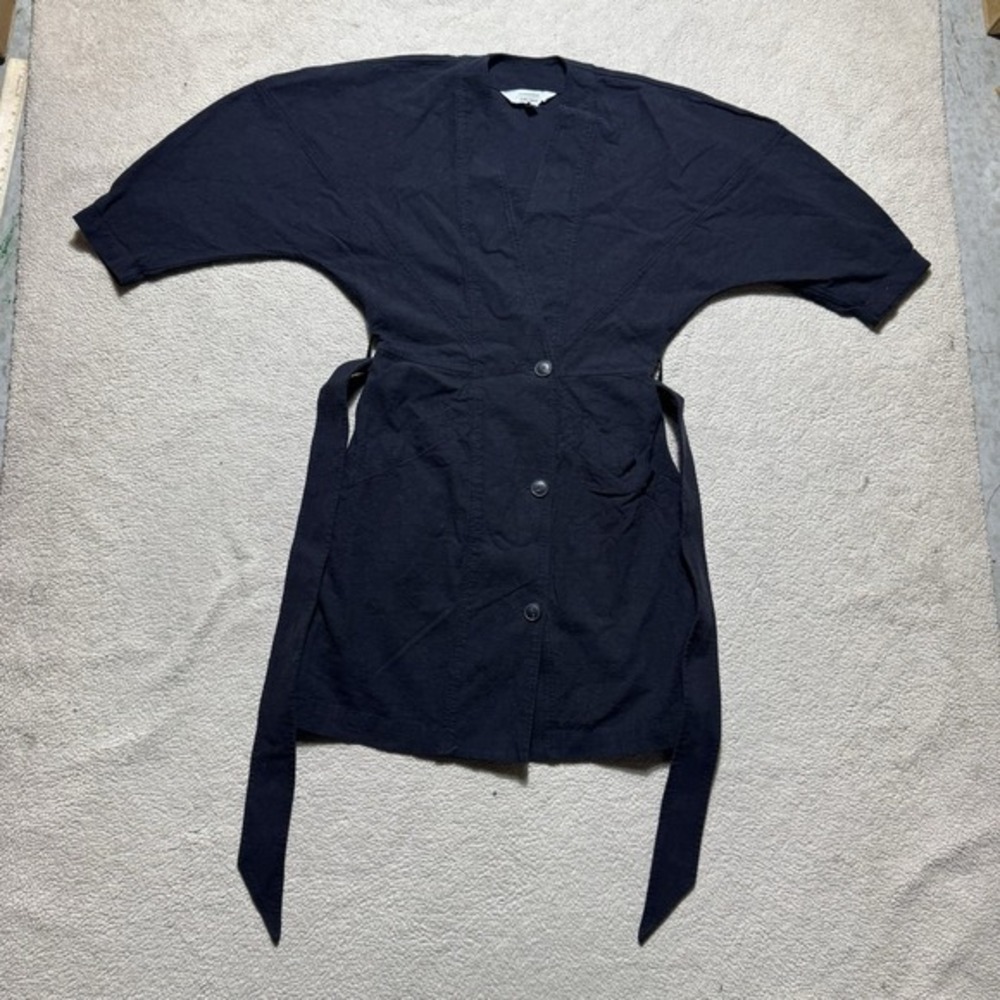 Stockholm Atelier & Other Stories Womens 4 Black Wrap Button-Up Waist Tie Linen